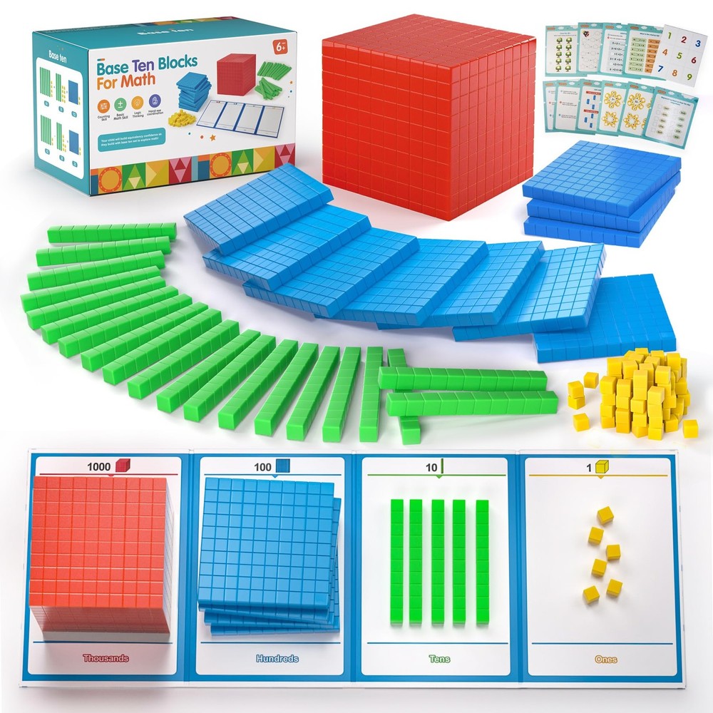 stochastic box Plastic Base Ten Blocks 143 pcs Place Value Small