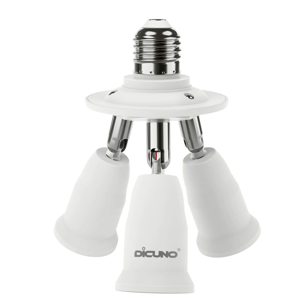Dicuno 3 in 1 E26 Light Socket Splitter Adapter, Standard Base LED Bulb Converte
