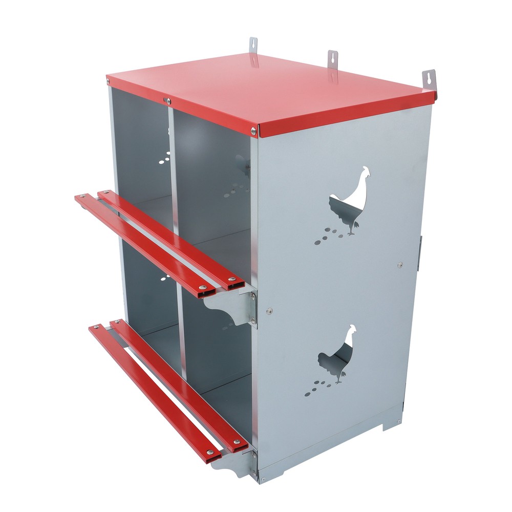 LABLT 4 Compartment Chicken Nesting Boxes Metal Poultry Nest Box Wall Mount