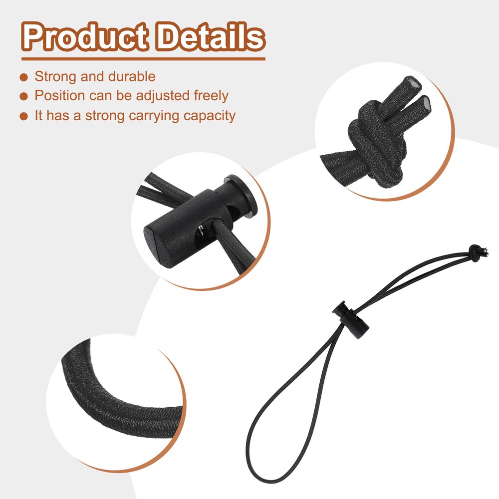 10pcs Elastic Cable Tie 9.84" Multipurpose Cable Tie, Black