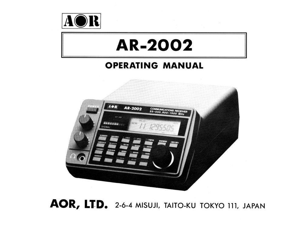 AOR AR2002 JUMBO INSTRUCTION MANUAL