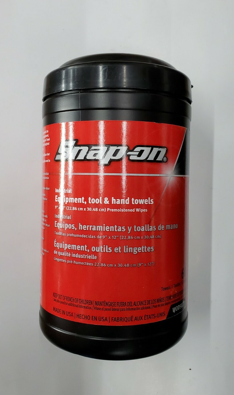 Snap On Tools Wipes Hand and Tools Cleaner WOD5020 60 Towels 9" X 12" NEW !!!!!