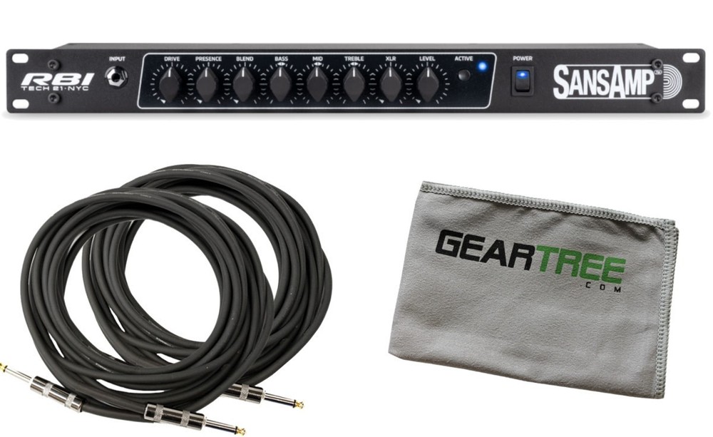 Tech 21 SansAmp RBI Rackmountable Bass Preamp Bundle w/Cables