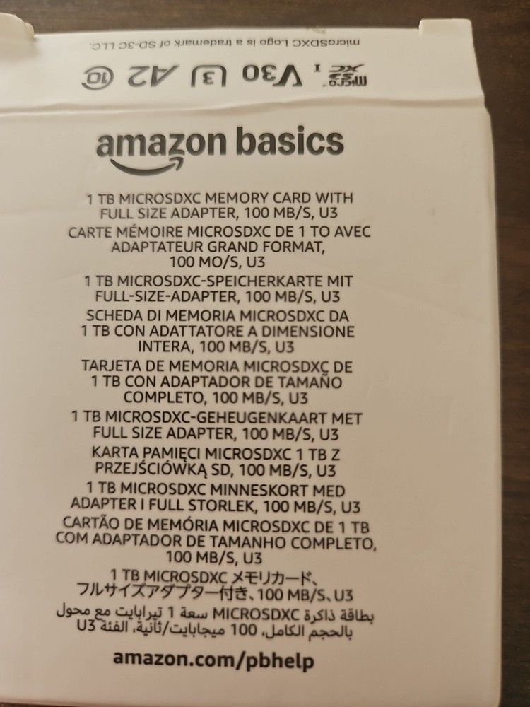 Amazon Basics 1TB MicroSDXC Memory Card