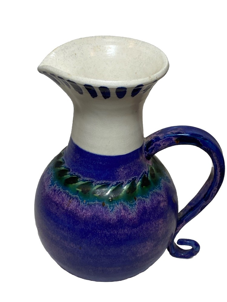 PLOUGHPENNY POTTERY MULTICOLORED PITCHER SIGNED LISA