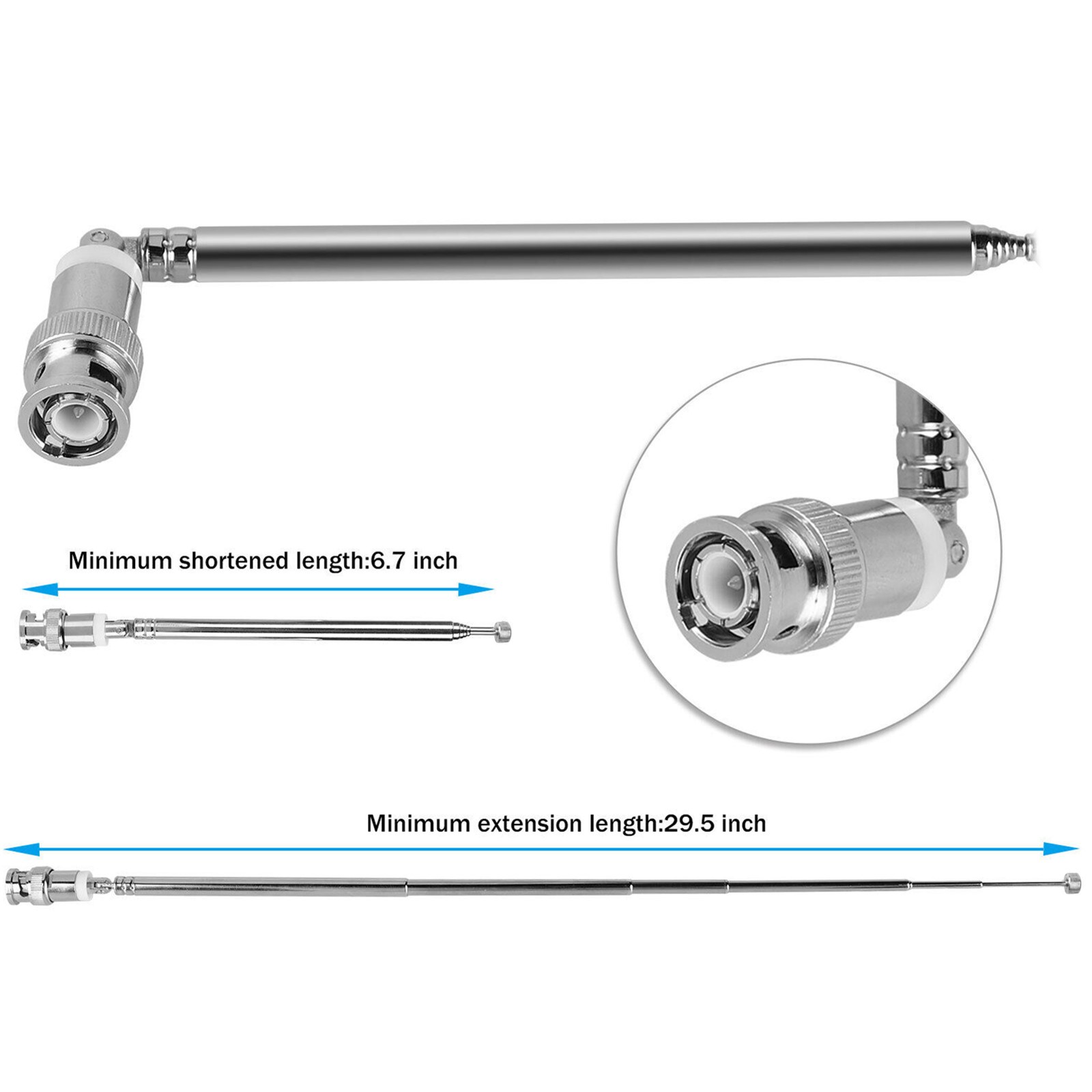 2Pcs/Set VHF/UHF/AM/FM BNC Connector Radio Telescopic Antenna Replacement