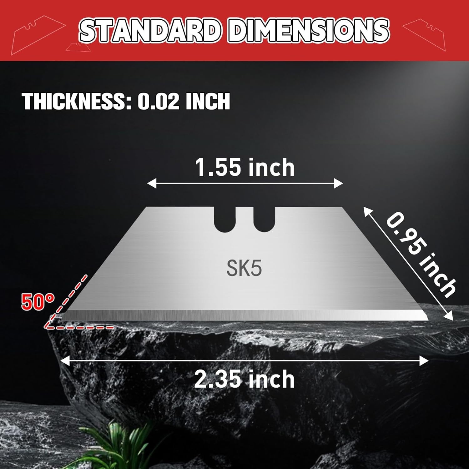 100-Pack-Utility-Knife-Blades, SK5 Steel Box Cutter Blades, Standard Utility Bla