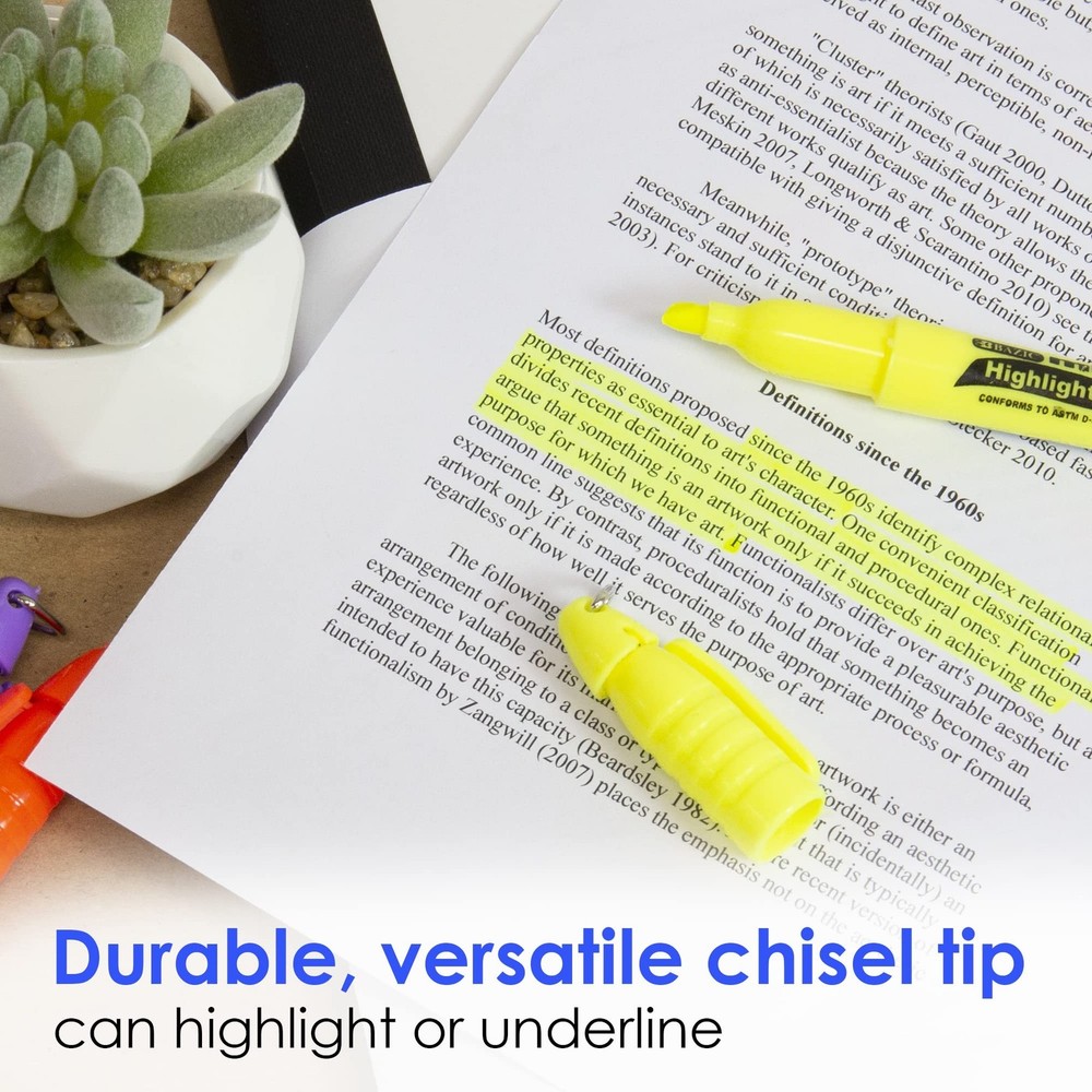 BAZIC Mini Highlighter Pen Assorted Color, Chisel Tip Broad Fine Line Highlig...