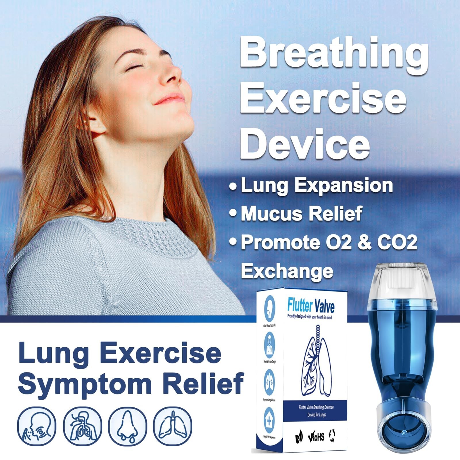 Flutter Valve Device for Lungs, Breathing Exercise Device for Lungs, Breathin...