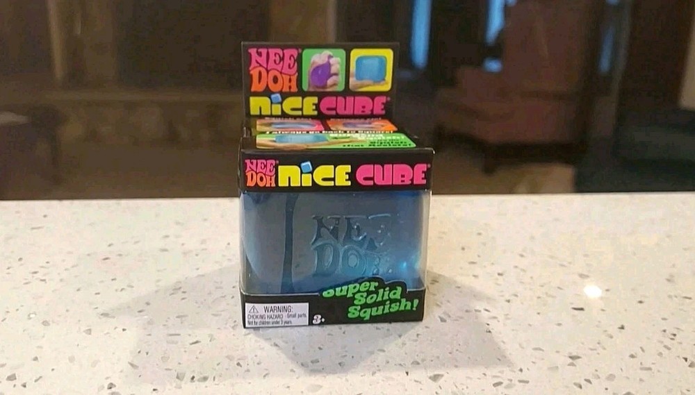 Nee Doh~Nice Cube Super Solid Squish Squeezable Stress Sensory Toy, Blue~SEALED