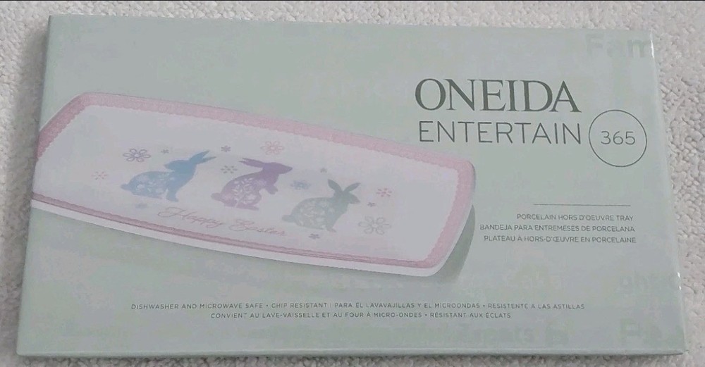 Oneida Easter Bunny Serving Tray Porcelain Platter 13" Spring Decor