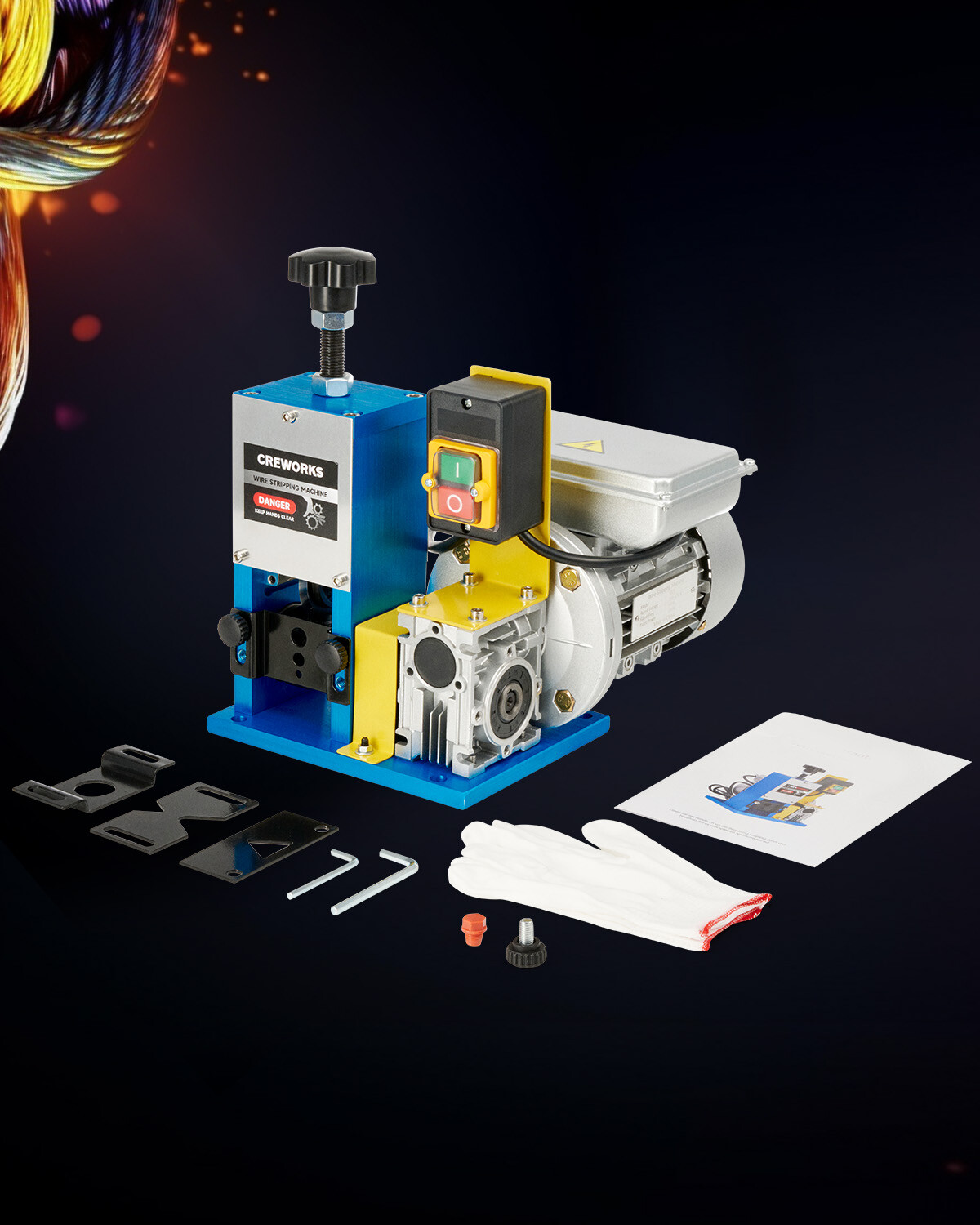 CREWORKS Portable Powered Electric Wire Stripping Machine 1/4HP Cable Stripper