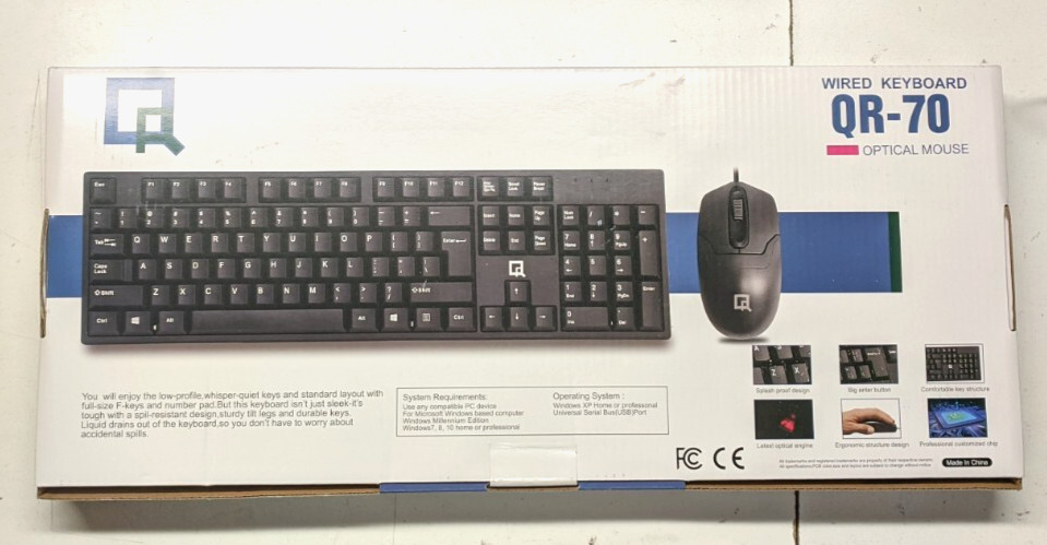 QR-70 Wired Keyboard & USB Optical Mouse