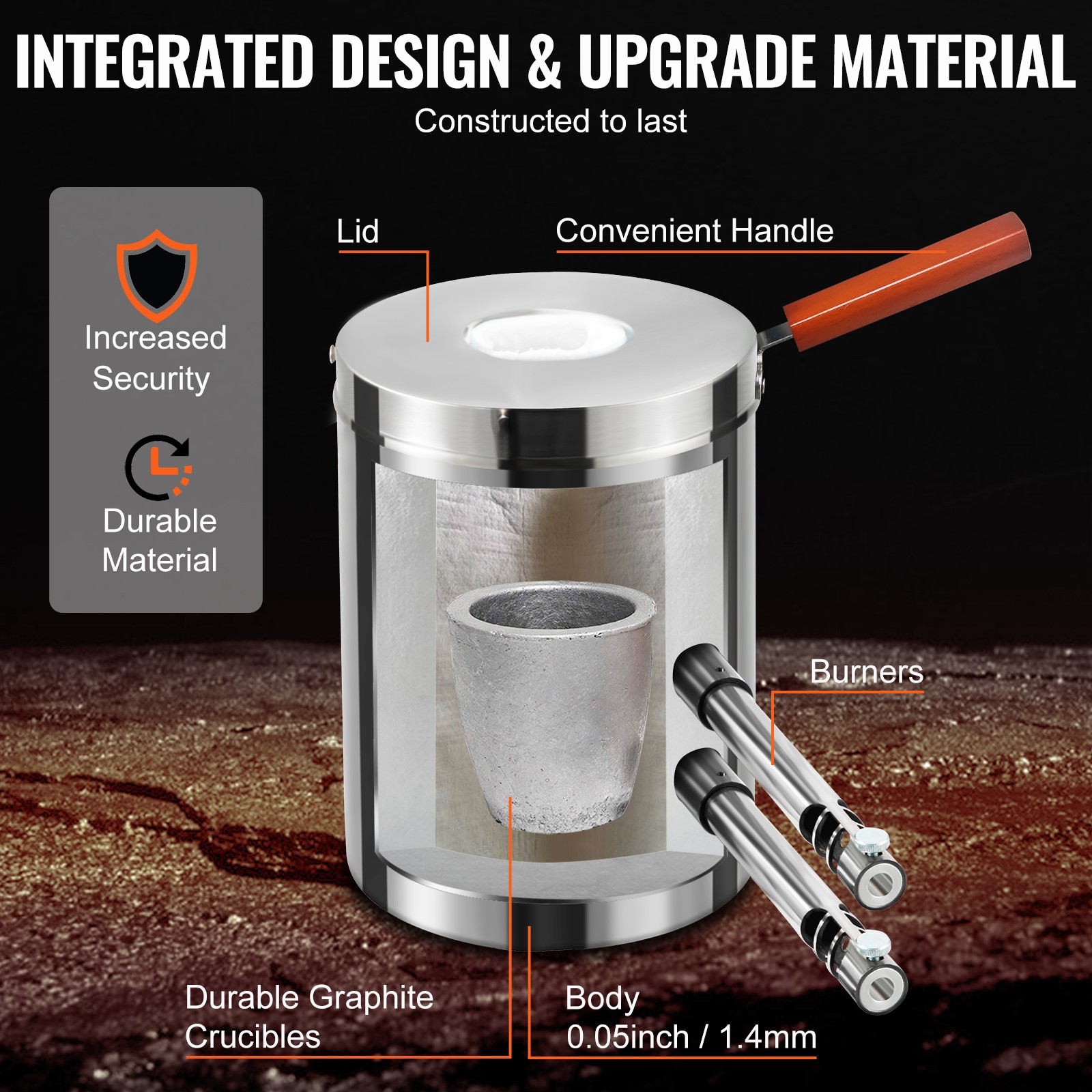 VEVOR 12KG Propane Smelting Furnace Kit Melting Furnace Double Burners 2700℉