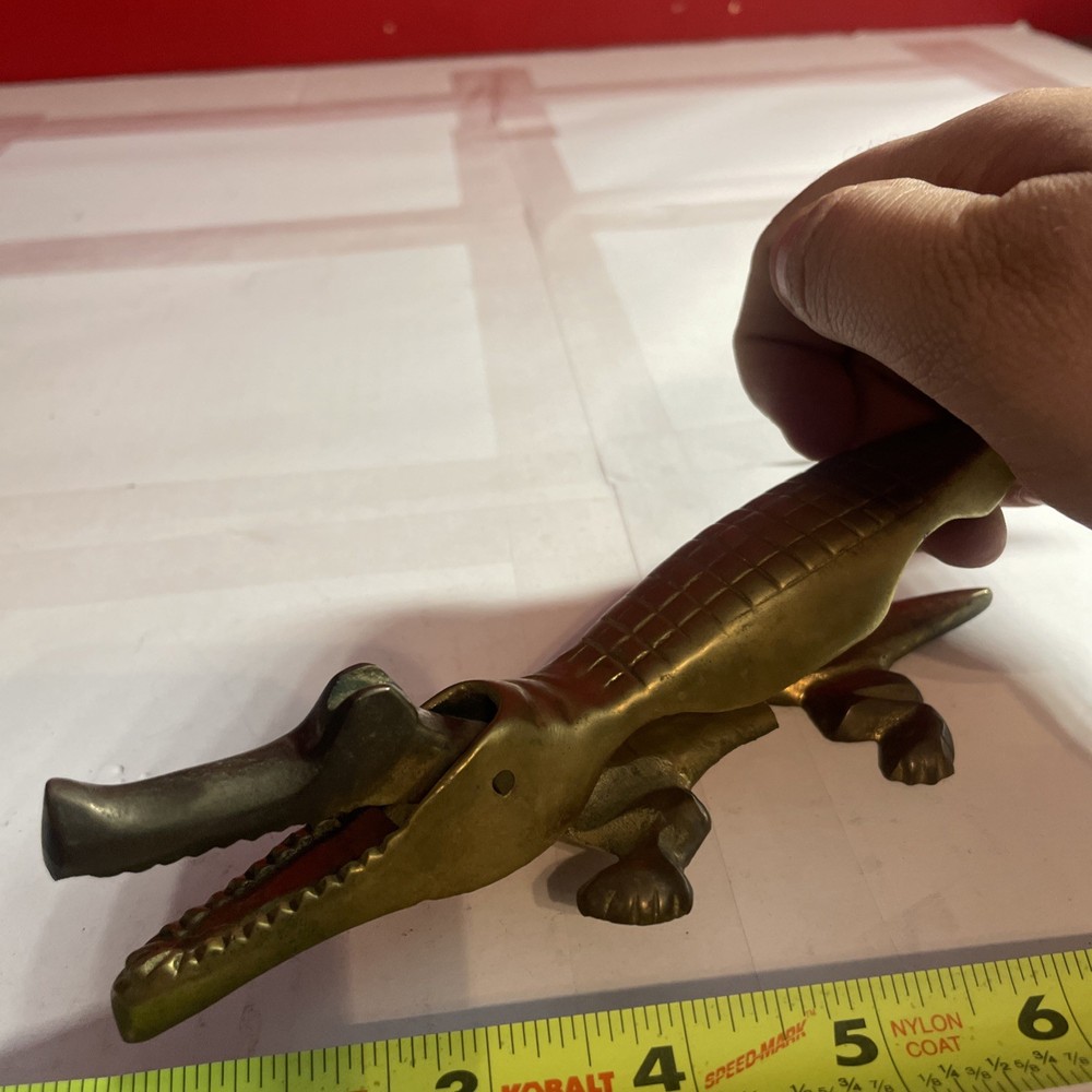 Broken Vintage Brass Alligator Nutcracker
