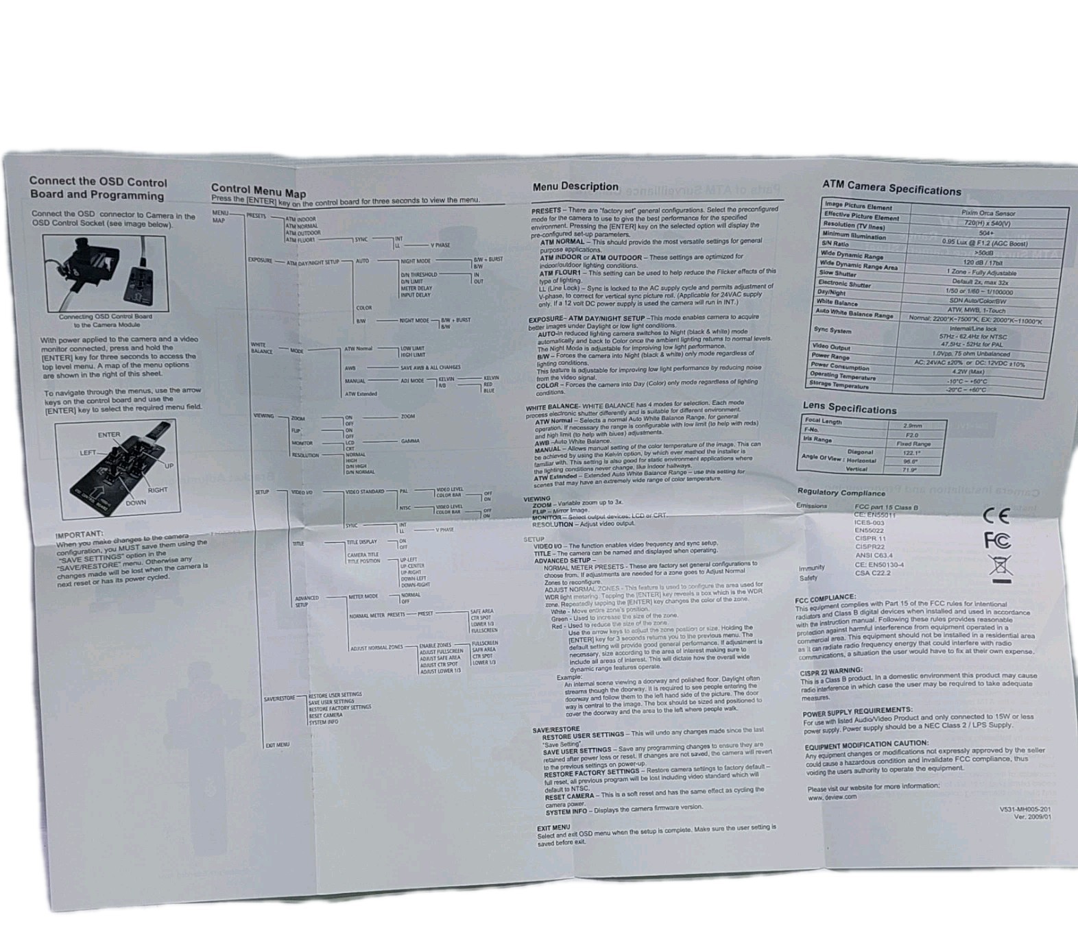 Deview View WD29ATM camera Wide Dynamic Range, Day/Night 2.9mm Fixed Lens. New