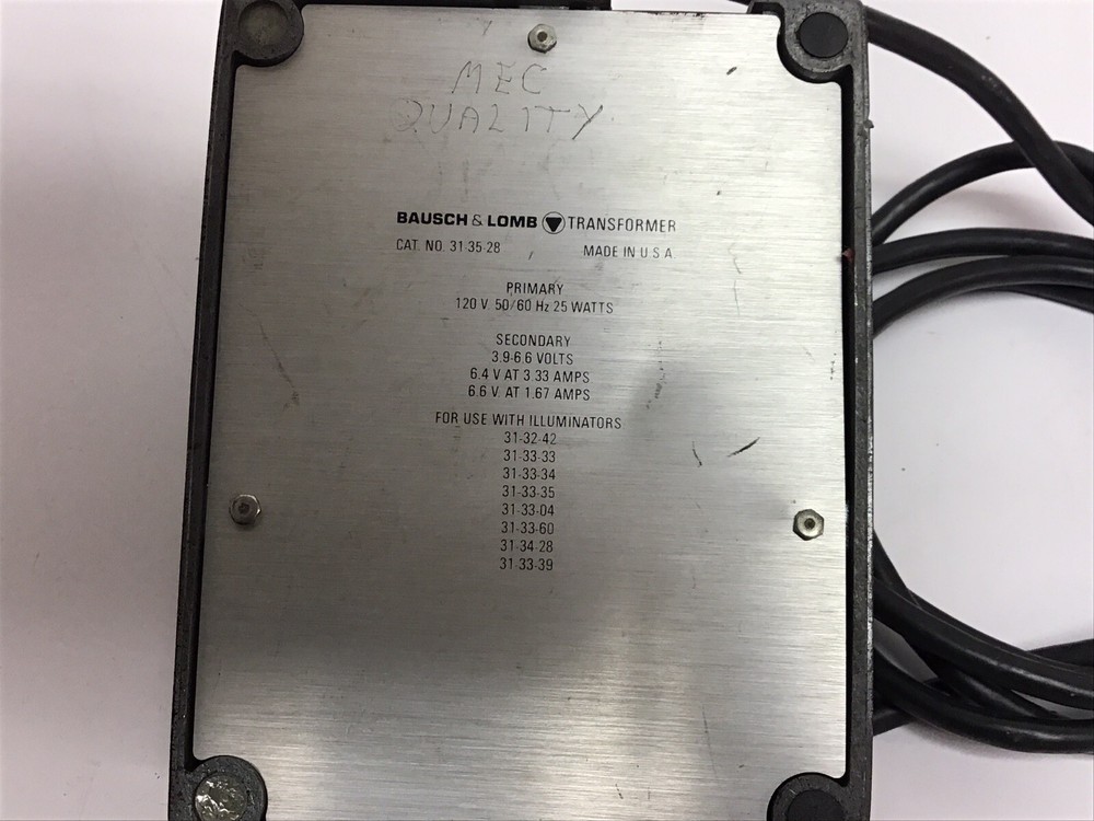 Bausch & Lomb 31-35-28 Microscope Illuminator Transformer TESTED