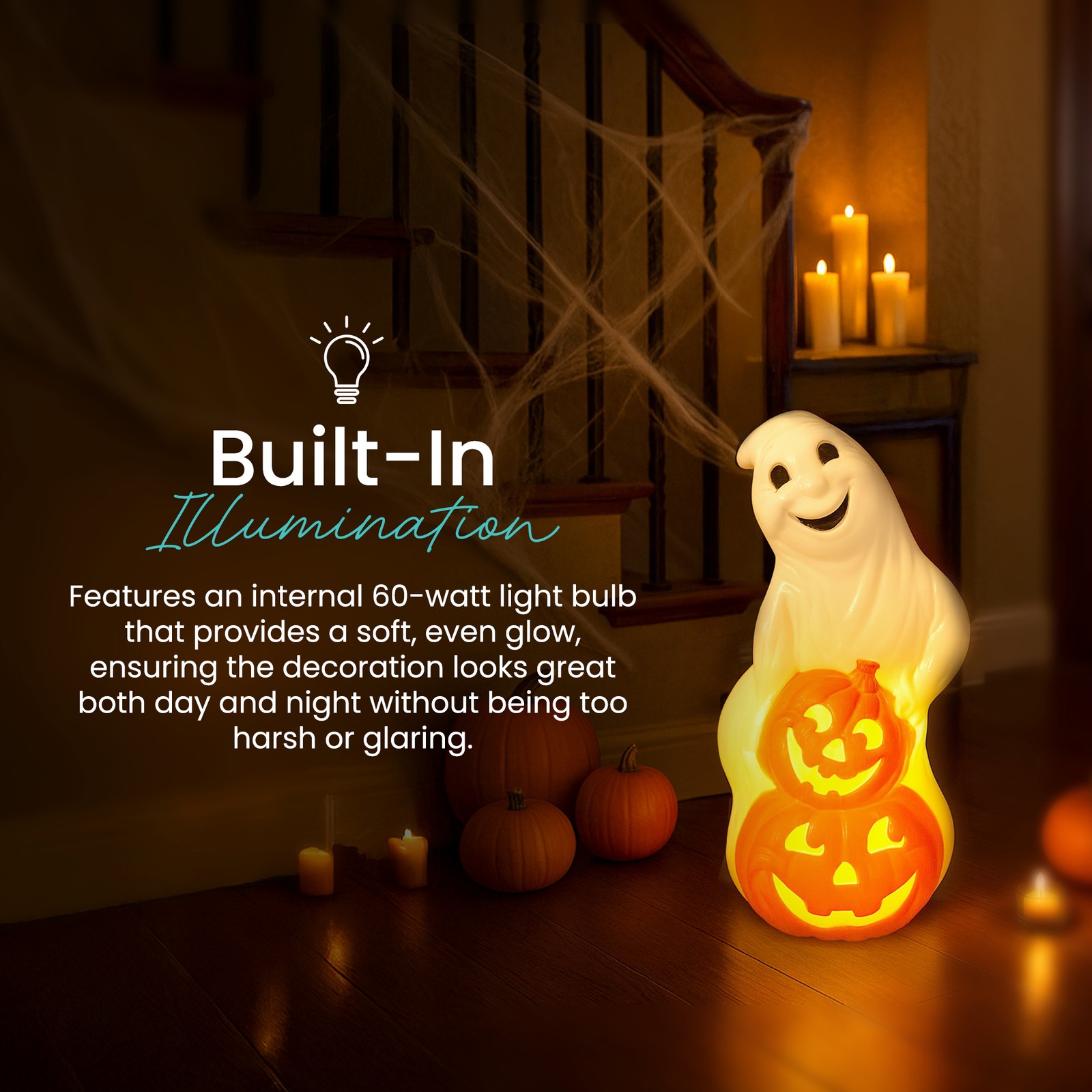 Union Products Light Up Ghost and Pumpkin Halloween Decoration (Open Box)