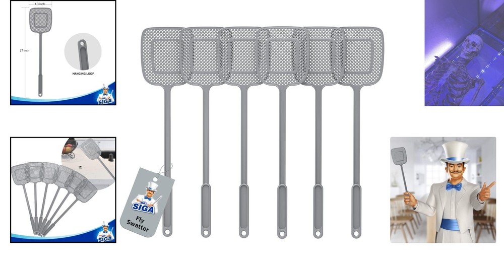 Heavy Duty Long Handle Fly Swatter 6 Pack - Efficient Pest Control Solution