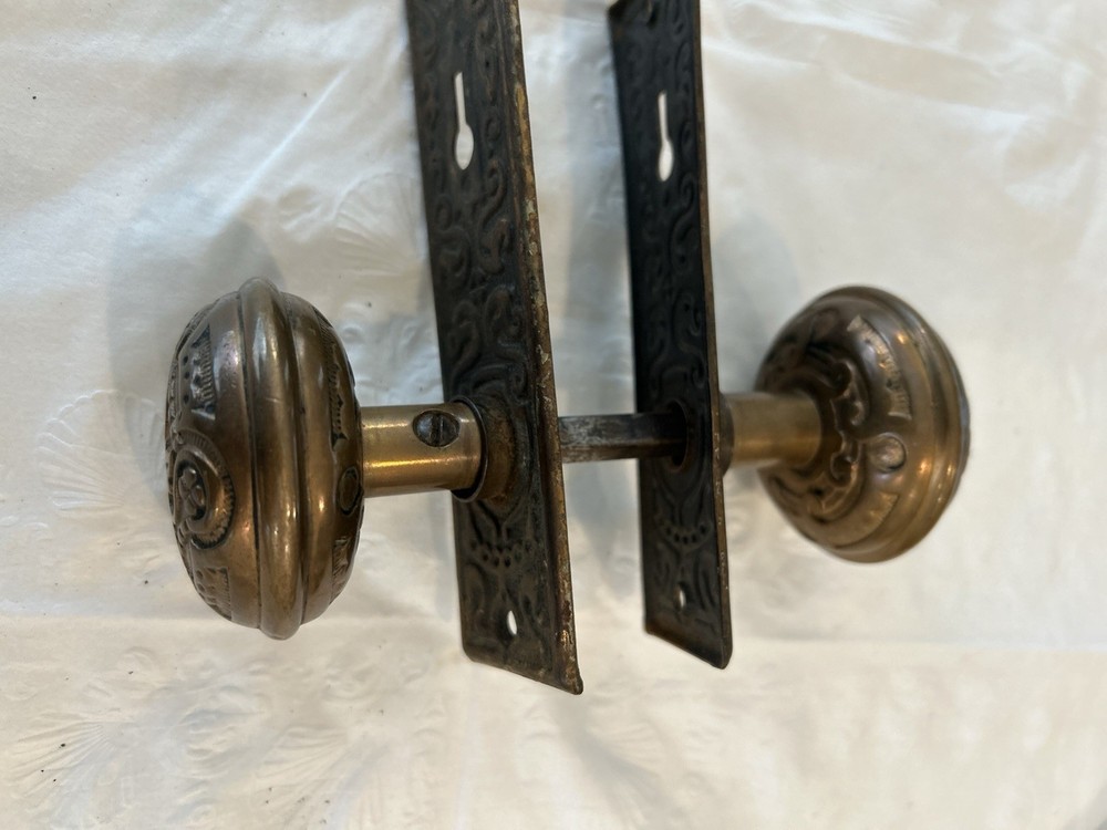 Antique Taylor & Boggis Foundry Antique ~1885 Door Knobs Solid Brass Beautiful