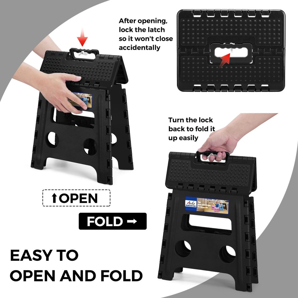 Folding Step Stool 13 inch Height Premium Heavy Duty Foldable Step Stools for...