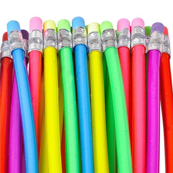 6 Pieces 12" Bendy Flexible Pencil With Eraser For Kids Writing School Student