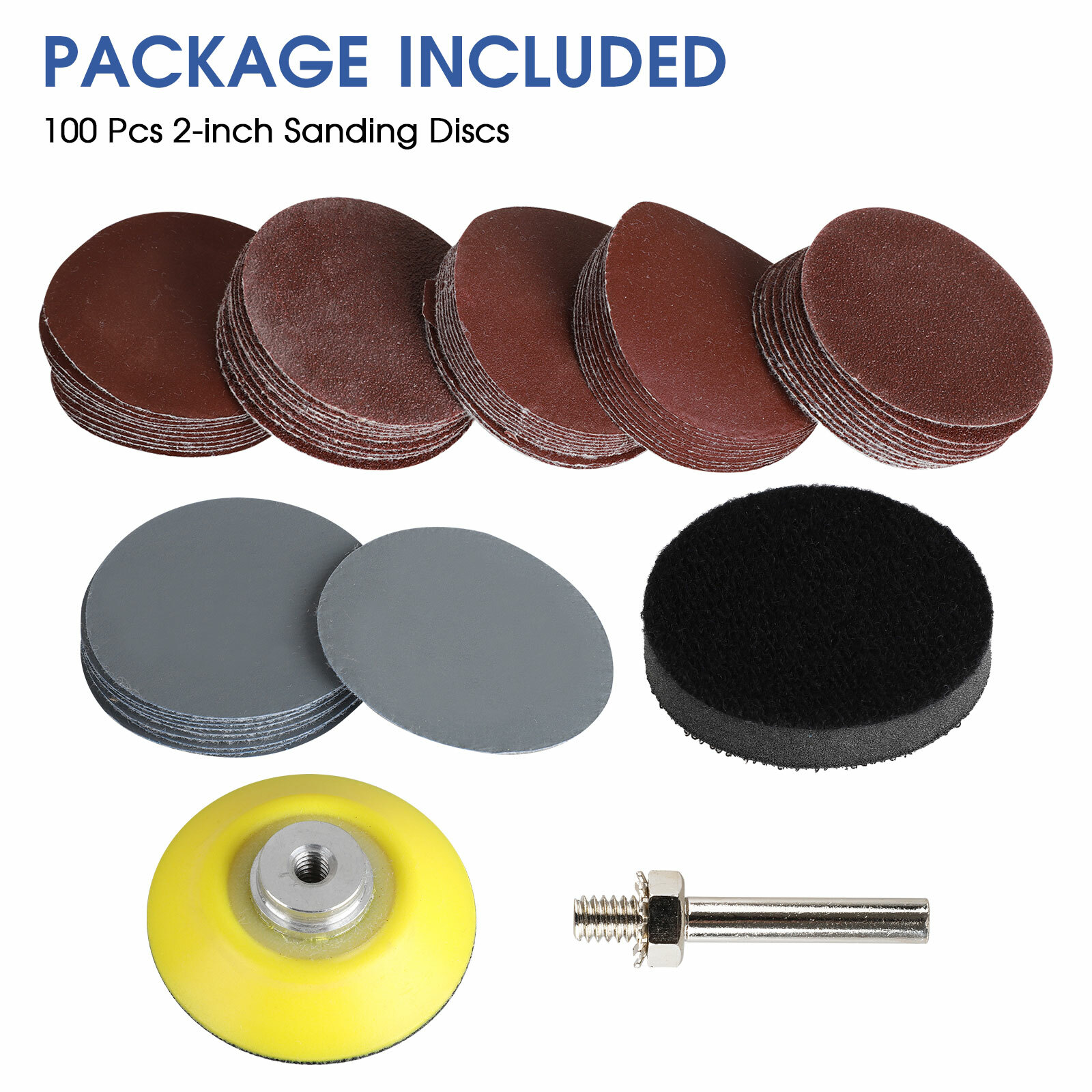 100pcs 2Inch 80-3000 Grit Mixed Sander Sanding Discs Pads Hook & Loop Sandpaper