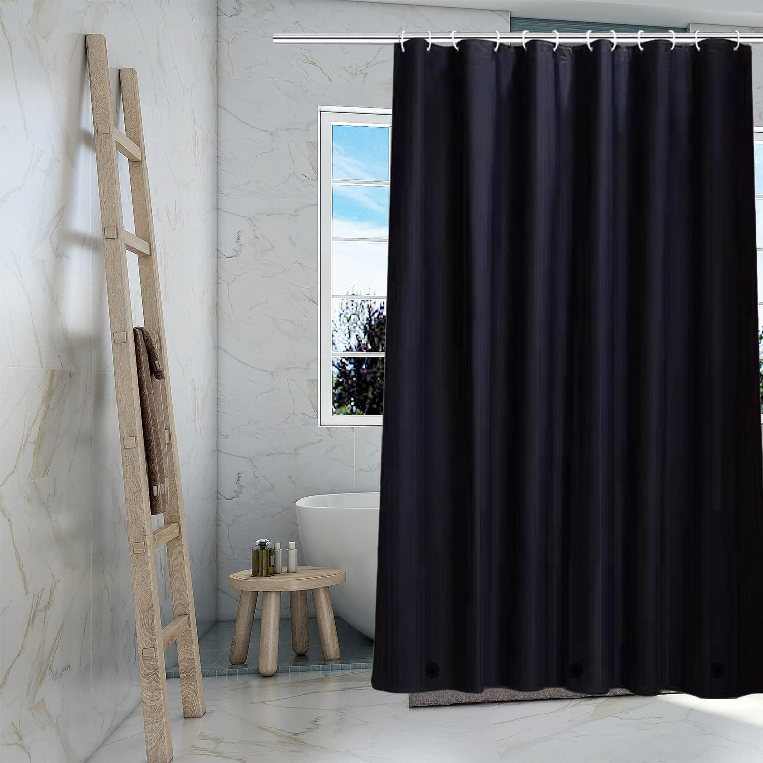Black Shower Curtain Liner, 4G PEVA Shower Liner, Plastic Waterproof Shower Curt