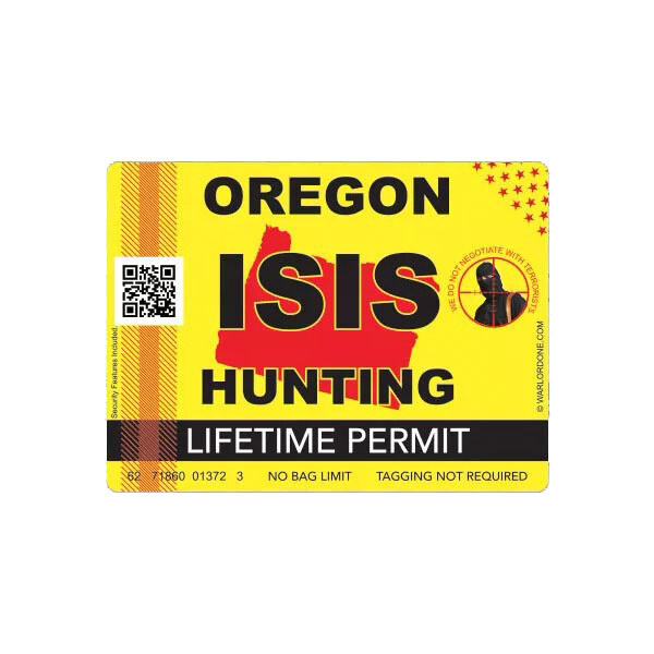 ISIS Terrorist Oregon State Hunting Permit Sticker
