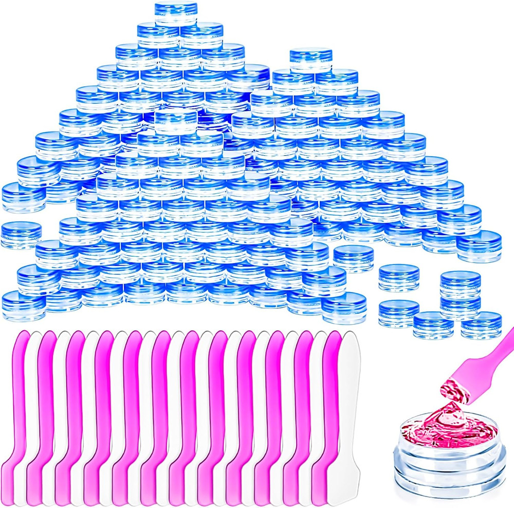 100 Pcs 3G Empty Plastic Containers with Lids,Tiny Makeup Sample Containers, Sma