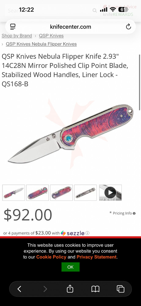 QSP Nebula Liner lock mirror blade edc knife
