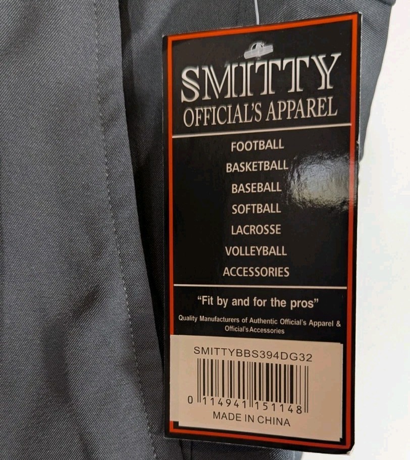 Smitty Officials Apparel Umpire Pants Gray Mens Size 32x37.5 Expanding Waist