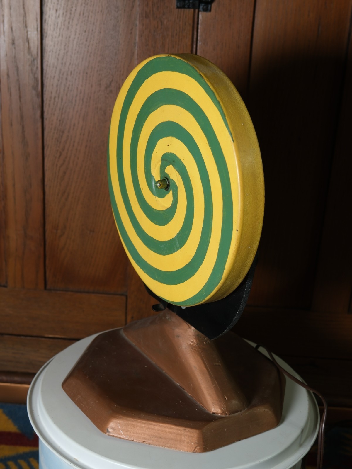 Vtg 1950's 1960's Motorized Hypnosis Vortex Wheel Hippy Drug Trip Folk Art AS-IS