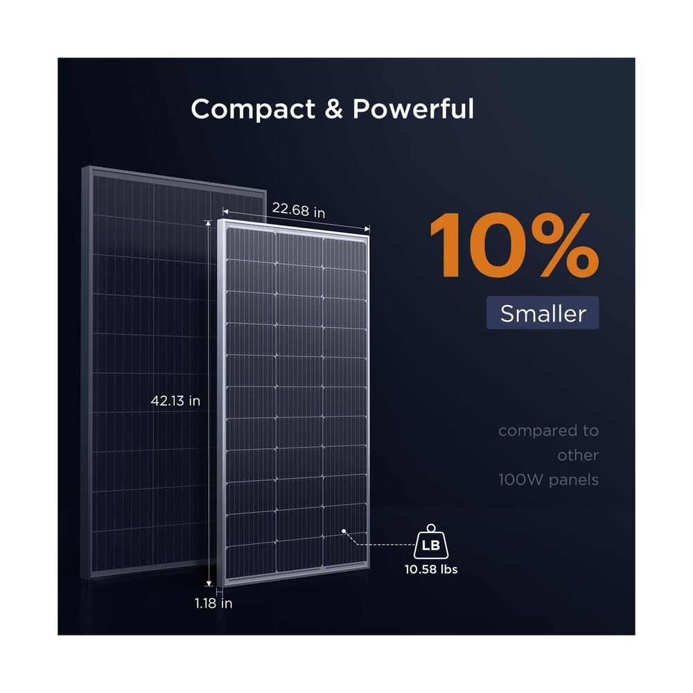 200W Solar Panel, 2Pcs 12V 100 Watt Solar Panel, Over-Power Design, High Effi...