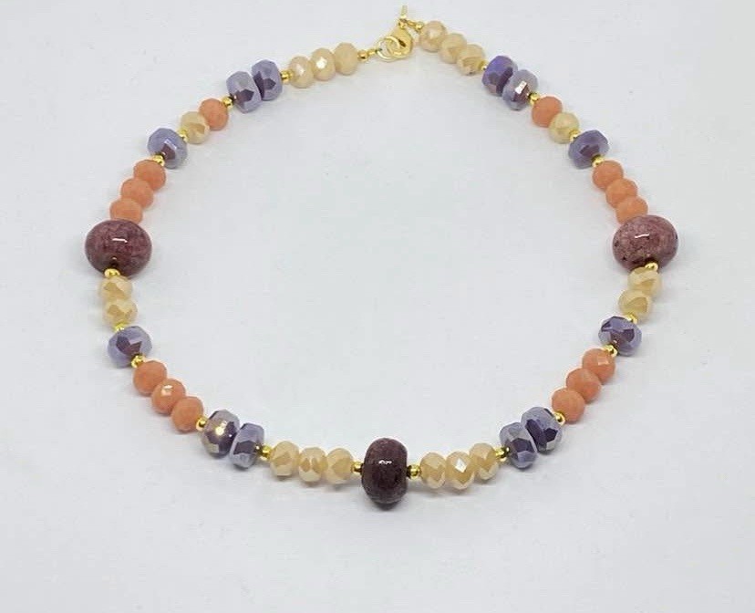 Handmade Beaded Neckalce  Stone Multicolor Round Adjustable Spring Bohemian