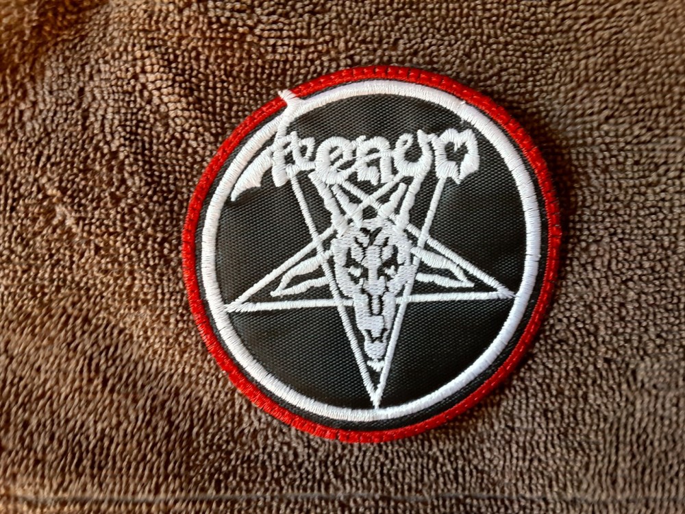 VENOM + LOGO SEW ON WHITE WITH RED EDGE EMBROIDERED PATCH