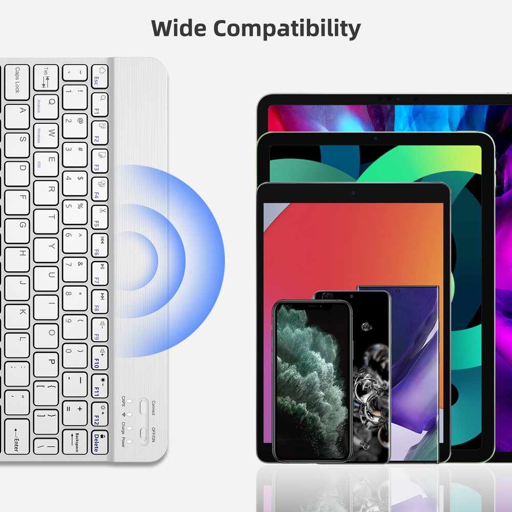 Slim Bluetooth Keyboard & Mouse Combo- Wireless for PC, Laptop, Mac, iOS, Tablet