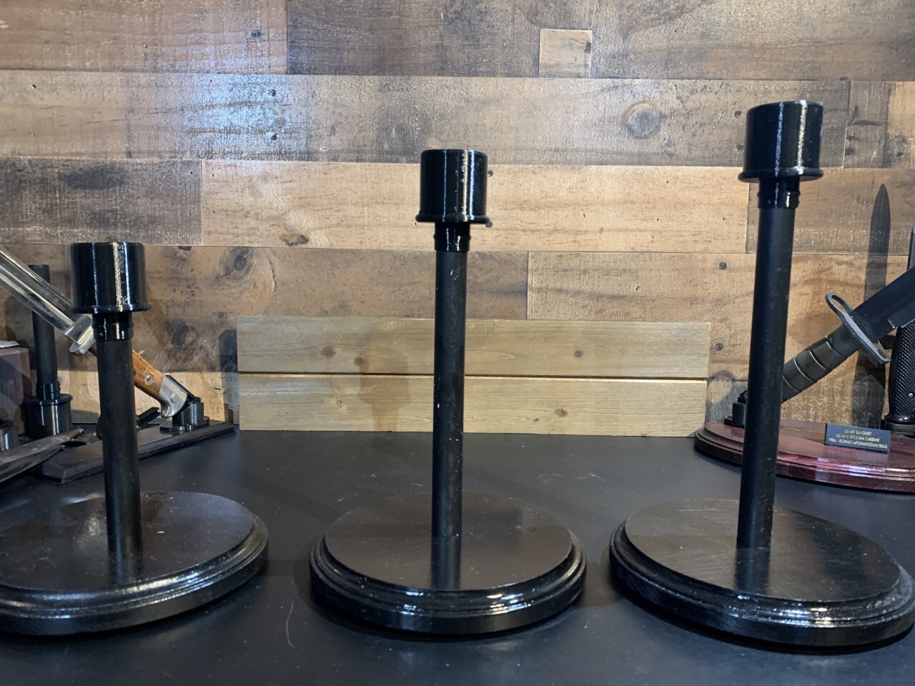 OWC-I-C Helmet Stands w/ height & Finish options, Lg & Sm dia. Tops &"Lift Kit"