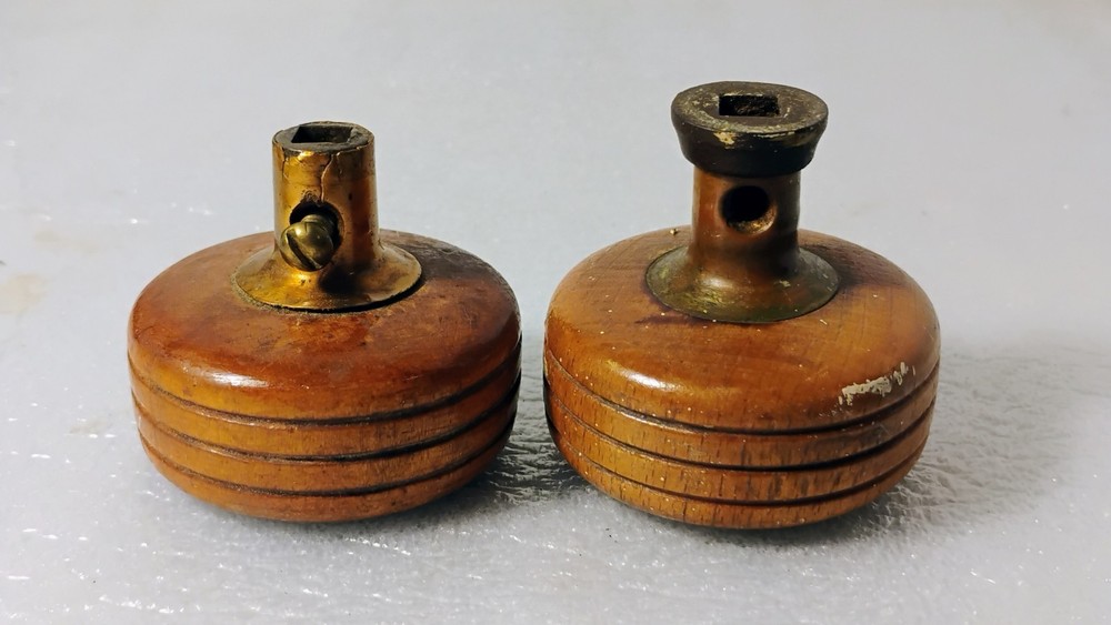 2 Antique Wood Art Deco Door Knobs - different styles