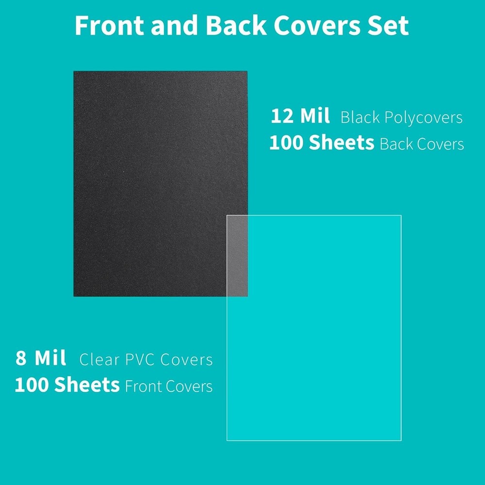 Durable Binding Covers Set: 200 Pack, Unpunched for Versatile Document Storage