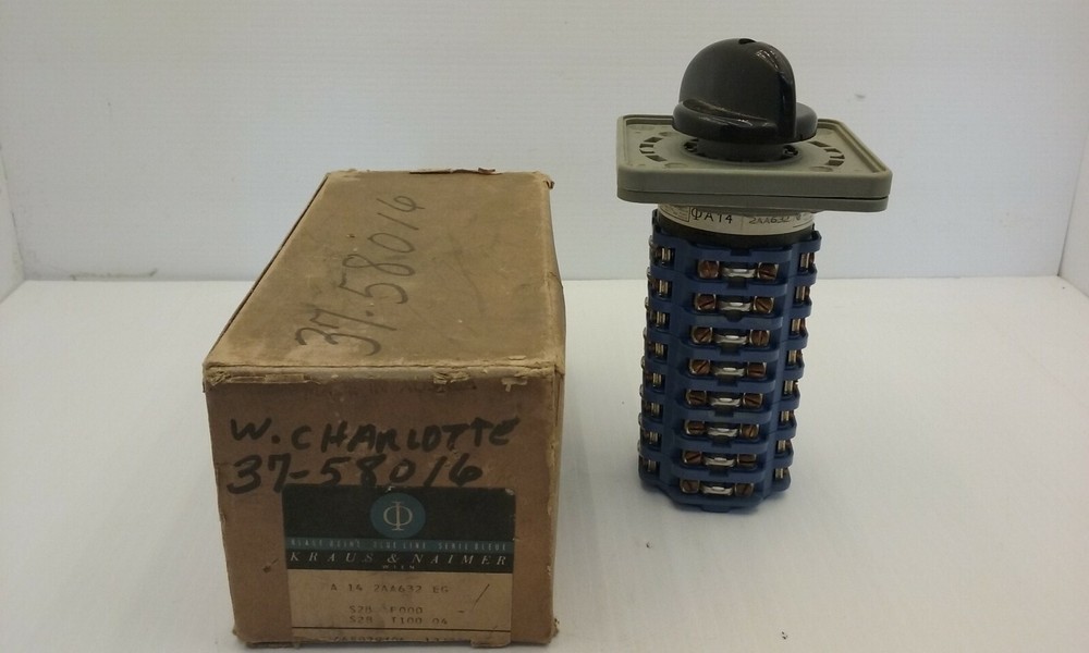 KRAUS & NAIMER A-14-2AA632-EG ROTARY SWITCH BLUE LINE 2 POSITION MAINTAINED NIB