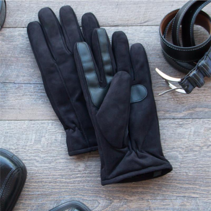 isotoner Men’s Woven Chevron Gloves smartDRI® technology Medium smarTouch Black