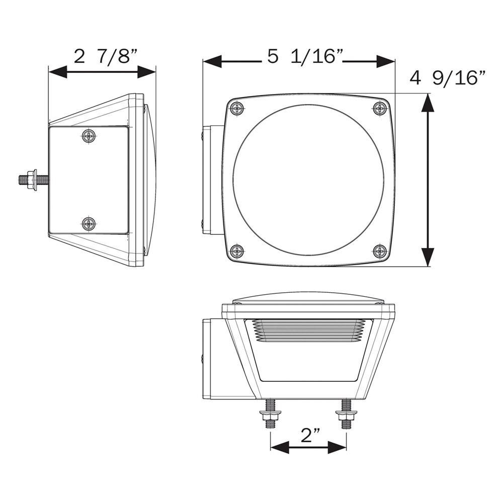 Optronics STL008/009 Series Red Square Stud Mount LED Tail Lights