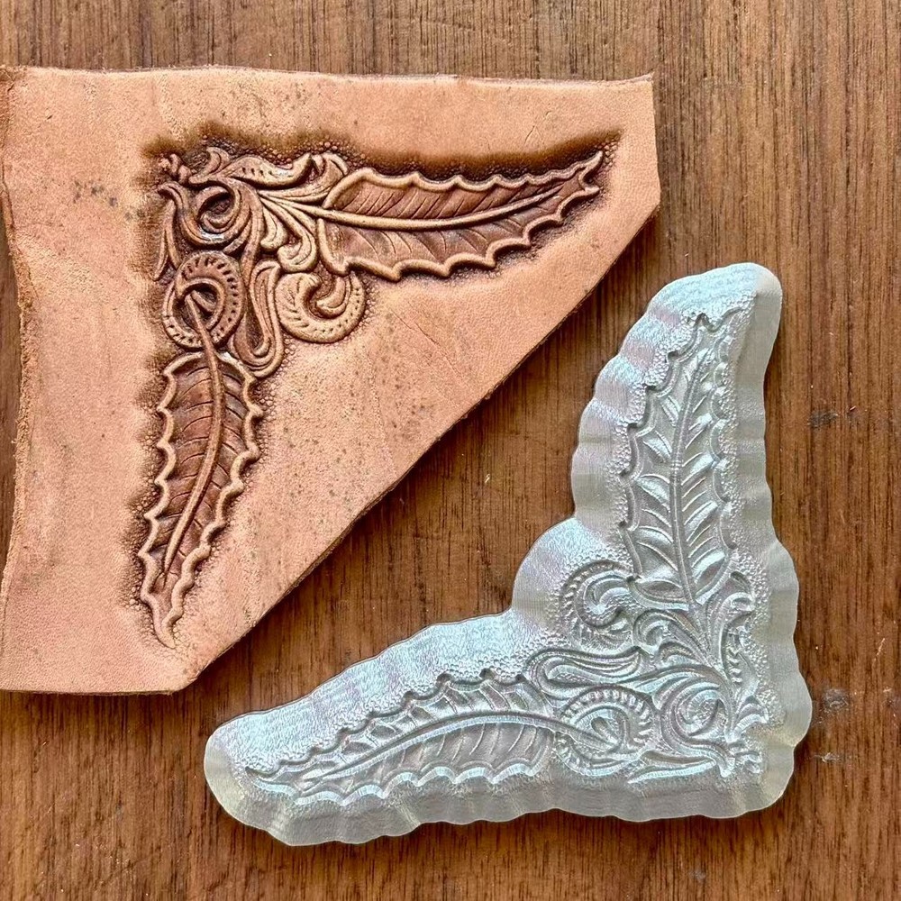 3D Western Holly Leaf Leather Embossing Mold Floral Corner Tool Stamp Pattern