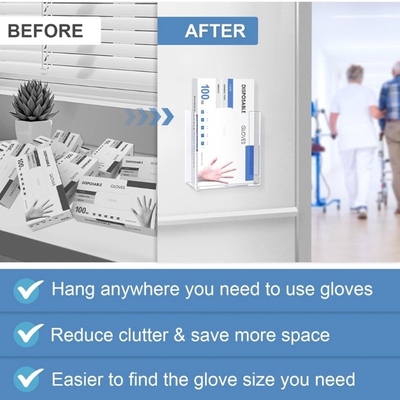 Multipurpose Glove Rack Wall Mount Easy Access and Storage Gloves Dispenser