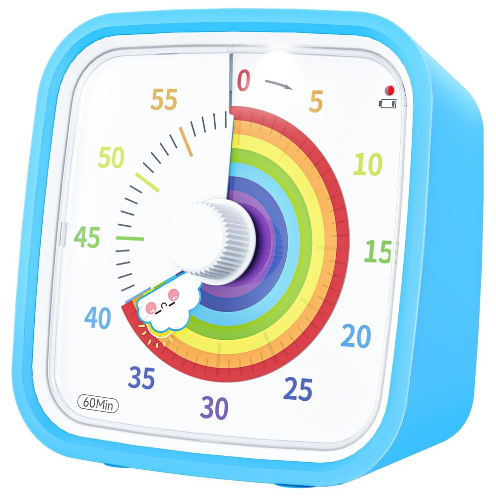 Visual Timer with Protective Case Rainbow Disk 60 Minute Countdown Timer