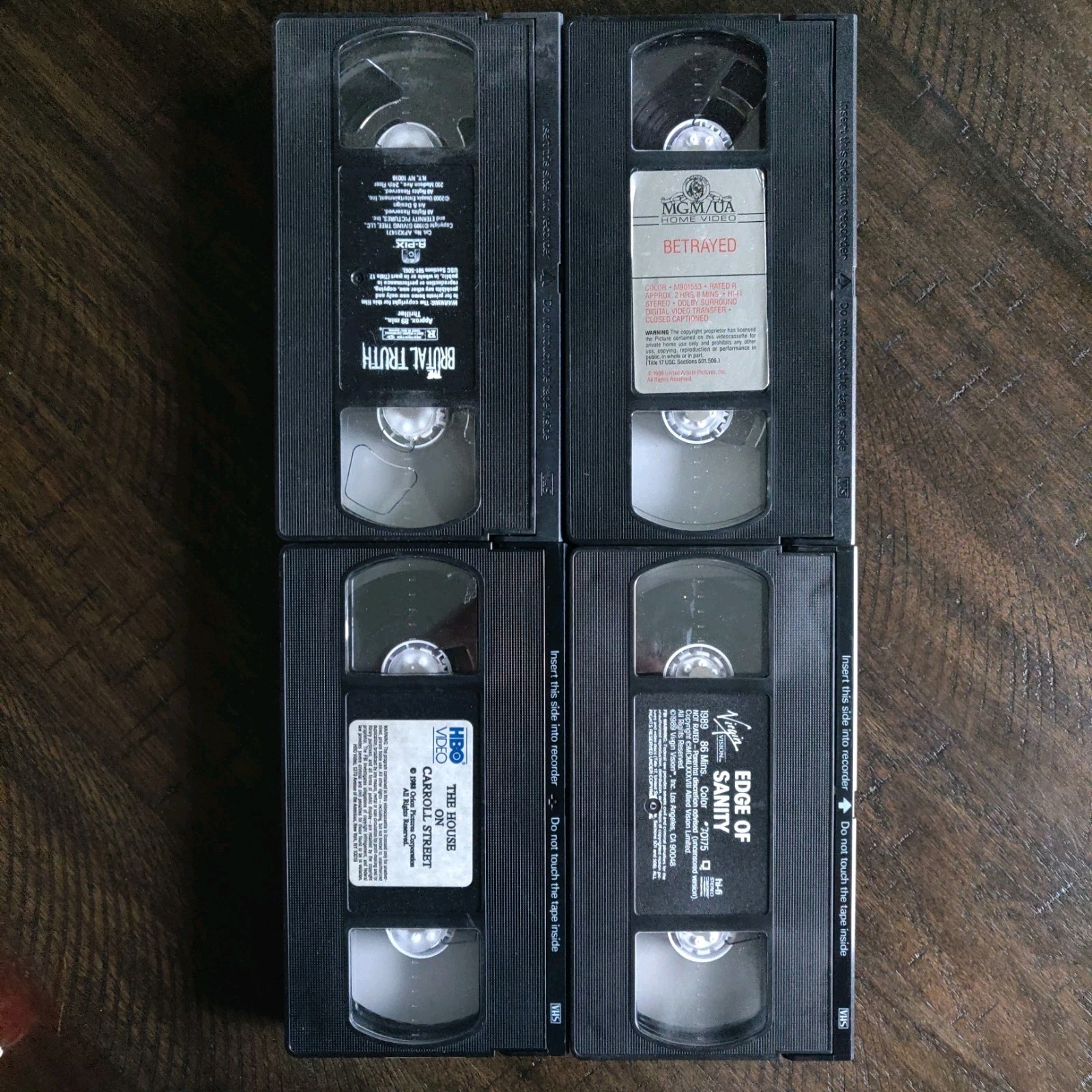 4 VHS Lot/Bundle Edge of Sanity Anthony Perkins Brutal Truth Betrayed Carroll