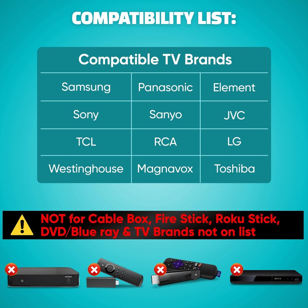 EZclicker Big Button Universal TV Remote (Orange) Simple Easy to Use, Orange