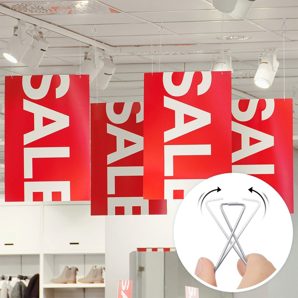 Outus 30 Packs Hook Clips Ceiling Tile Hooks T-bar Drop Silver