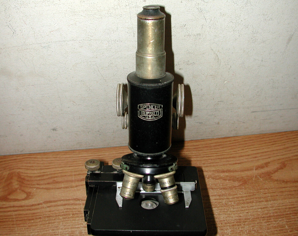 VINTAGE SPENCER BUFFALO CAST IRON BLACK MICROSCOPE #131942